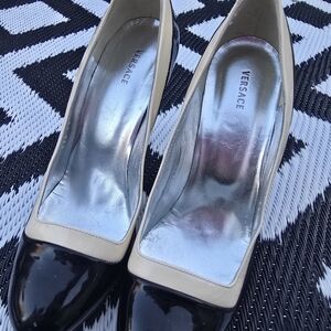 Versace Black and Cream Women's Shoes